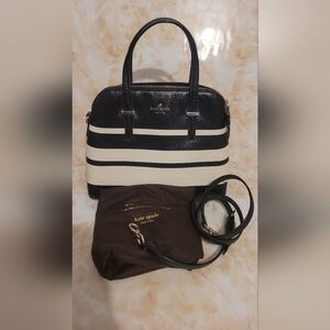 Kate Spade Black and White Striped Dome Satchel Bag